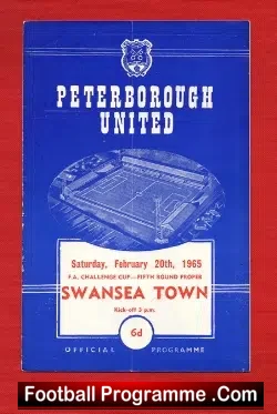Peterborough United v Swansea Town 1965 - Signed Autographed - football programme