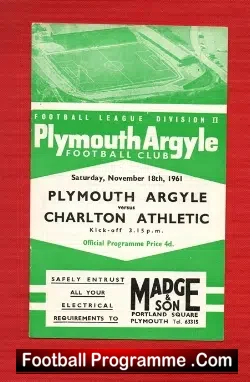 Plymouth Argyle v Charlton Athletic 1961