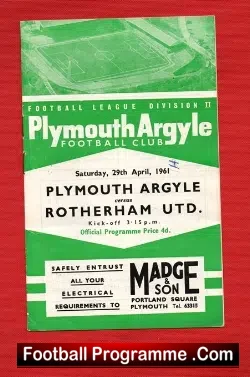 Plymouth Argyle v Rotherham United 1961