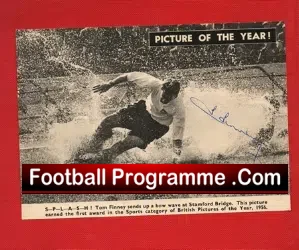 Preston North End Tom Finney Autograph Picture 1950s - football memorabilia