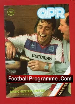 Queens Park Rangers v Manchester United 1986 Peter Davenport 1st - football programme
