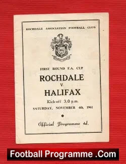 Rochdale v Halifax Town 1961 - football programme