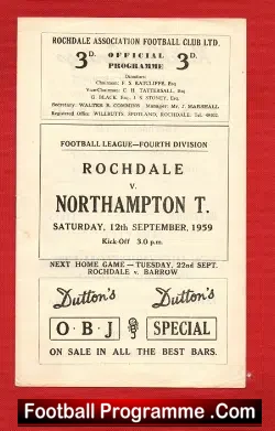 Rochdale v Northampton Town 1959