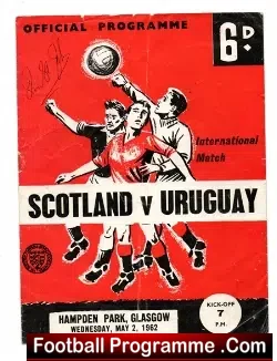 Scotland v Uruguay 1962 - Signed Ian St John - Autograph - football programme