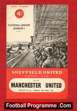 Sheffield United v Manchester United 1962 - football programme