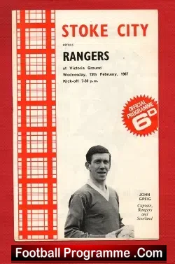 Stoke City v Glasgow Rangers 1967 - Friendly Football Match - football programme
