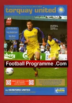 Torquay United v Hereford United 2007 - Last In Football League - football programme