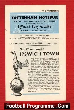 Tottenham Hotspur v Ipswich Town 1962 - League Champions - football programme