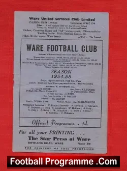 Ware v Hitchin Town 1954 – FA Cup