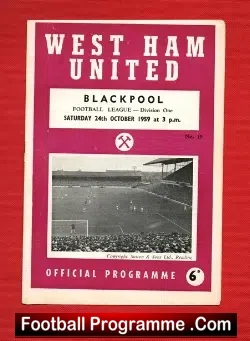 West Ham United v Blackpool 1959 - football programme