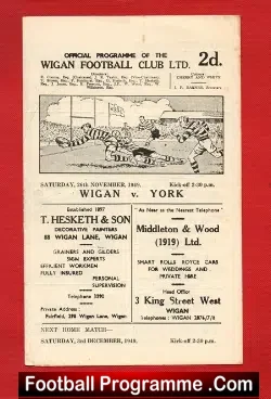 Wigan Rugby v York 1949