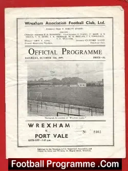 Wrexham v Port Vale 1959 - to clear - football programme