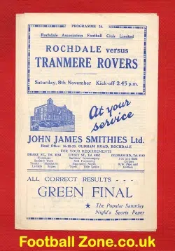 Rochdale v Tranmere Rovers 1952 - 50's