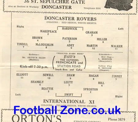Doncaster Rovers v International X1 1952 – Finney + Bill Shankly