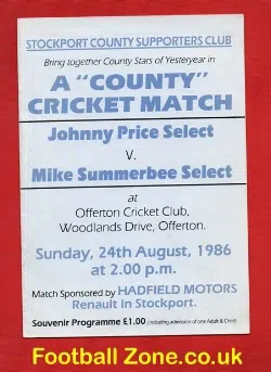 Johnny Price Select v Mike Summerbee Select 1986 – AT Stockport