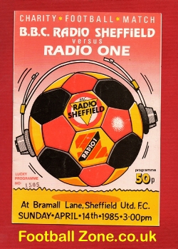 BBC Radio v Radio One 1985 at Sheffield United Multi Autographs