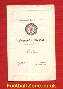 England v The Rest 1956 – Schoolboys Match – Menu
