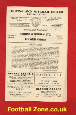 Tooting Mitcham United v Dulwich Hamlet 1957
