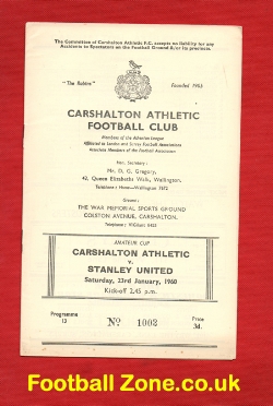 Carshalton Athletic v Stanley United 1960 – FA Amateur Cup