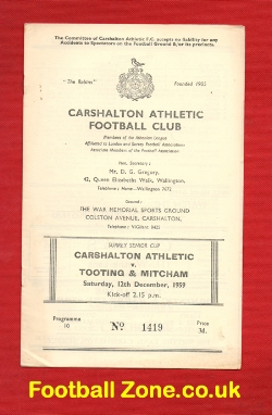 Carshalton Athletic v Tooting Mitcham United 1959