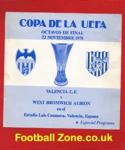 Valencia v WBA 1978 – UEFA Cup Away Match Spain