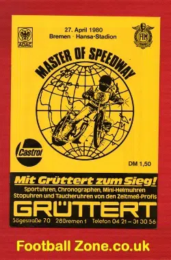 Germany Speedway Programme 1980 - Master Of Speedway