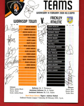 Worksop Town v Frickley Athletic 2009 – Signed Autographed + TS