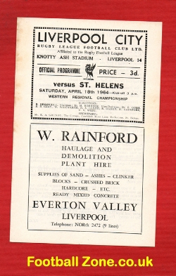 Liverpool City Rugby v St Helens 1964