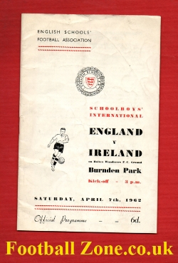 England v Northern Ireland 1962 – Youths Burnden Park Bolton