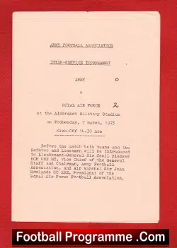Army v Royal Air Force RAF 1973 – at Aldershot – RAF