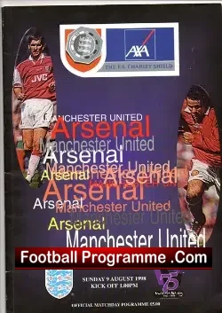 Arsenal v Manchester United 1998 - Charity Shield Treble Season - football programme