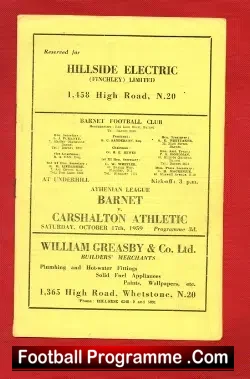 Barnet v Carshalton Athletic 1959