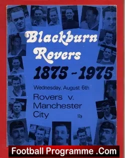 Blackburn Rovers v Manchester City 1975 = 100 Years - football programme