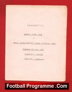 Bognor Youth Club v Duren Youth 1967 - Germany - football programme