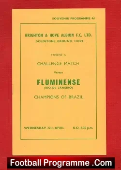 Brighton Hove Albion v Fluminense 1960 - Champions Brazil - football programme