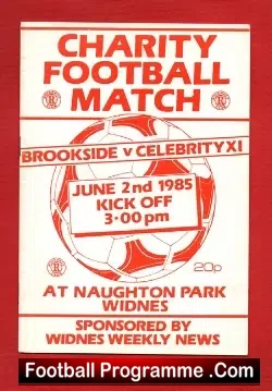 Brookside v Celebrity X1 1985 at Naughton Park - football programme