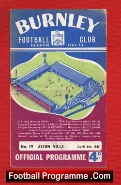 Burnley v Aston Villa 1963