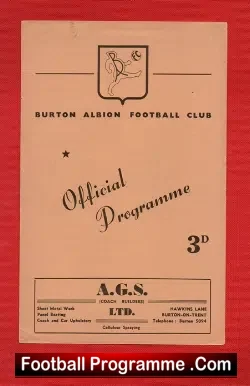 Burton Albion v Corby Town 1960 - football programme