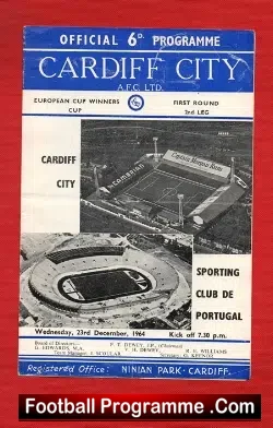 Cardiff City v Sporting Portugal 1964 - ECWC - football programme