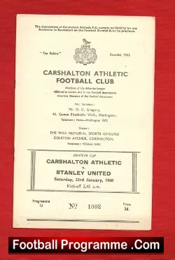 Carshalton Athletic v Stanley United 1960 – FA Amateur Cup