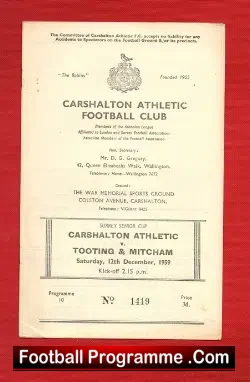 Carshalton Athletic v Tooting Mitcham United 1959