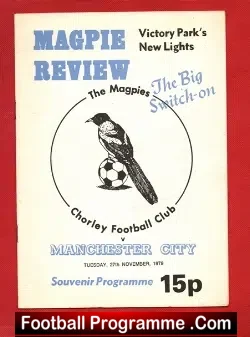 Chorley v Manchester City 1979 - New Floodlights Switch On - football programme