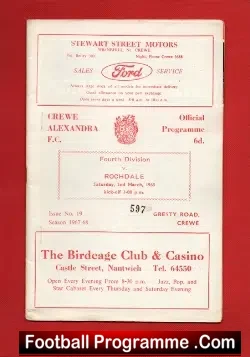 Crewe Alexandra v Rochdale 1968 + Football Review Magazine - football programme