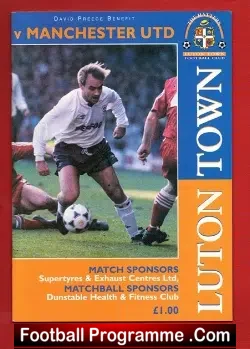 David Preece Football Testimonial Beneft Luton Town Man Utd 1995 - football programme