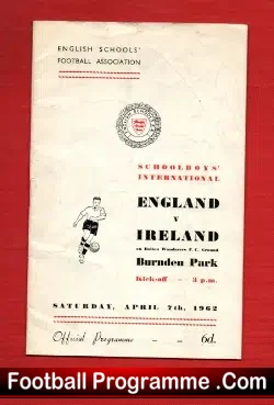 England v Northern Ireland 1962 – Youths Burnden Park Bolton
