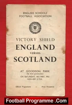 England v Scotland 1955 - Victory Shield Everton Goodison Park - football programme