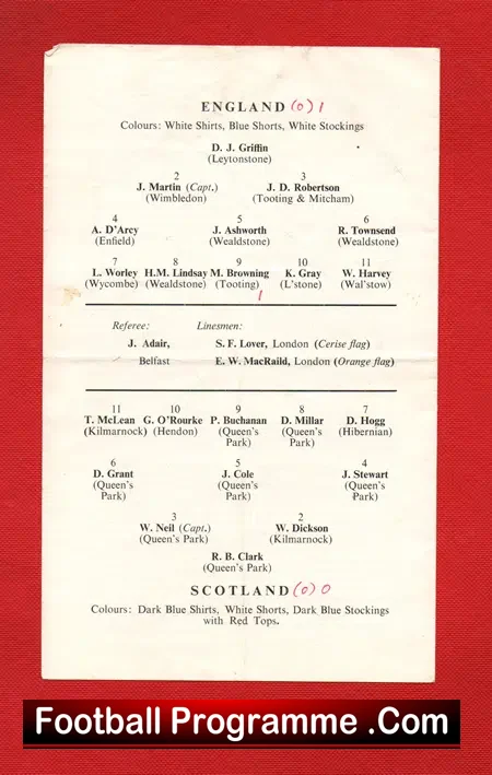 England v Scotland 1964 – Amateur at Crystal Palace
