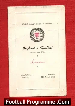 England v The Rest 1956 – Schoolboys Match – Menu