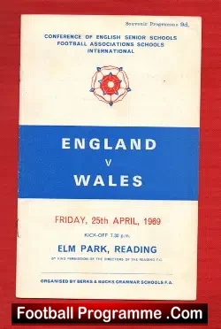 England v Wales 1969 – Schoolboys at Reading