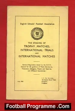 English Schools Football Association Rules Regulations Book 1960